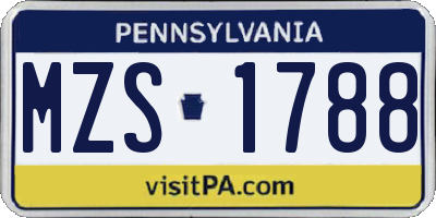 PA license plate MZS1788