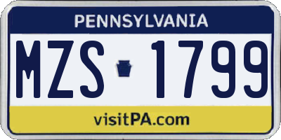 PA license plate MZS1799