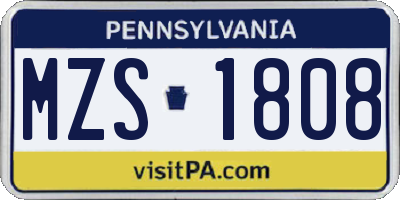 PA license plate MZS1808