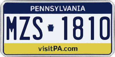 PA license plate MZS1810