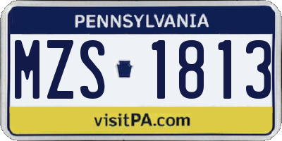PA license plate MZS1813