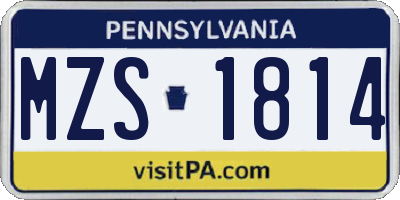 PA license plate MZS1814