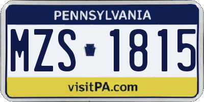 PA license plate MZS1815