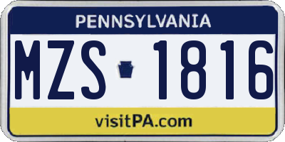 PA license plate MZS1816