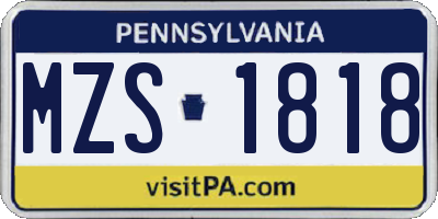 PA license plate MZS1818