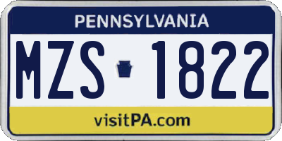 PA license plate MZS1822