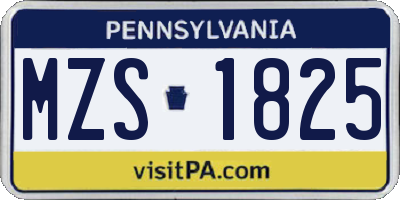 PA license plate MZS1825