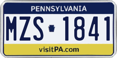 PA license plate MZS1841