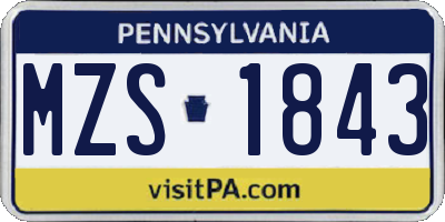 PA license plate MZS1843