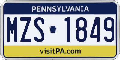 PA license plate MZS1849