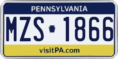 PA license plate MZS1866
