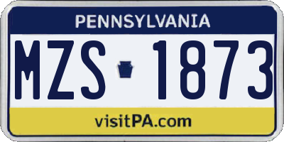 PA license plate MZS1873