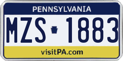 PA license plate MZS1883