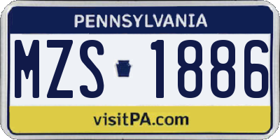 PA license plate MZS1886