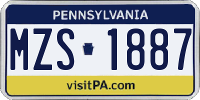 PA license plate MZS1887