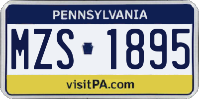 PA license plate MZS1895