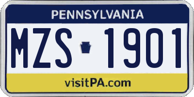 PA license plate MZS1901