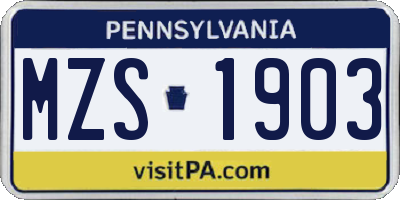 PA license plate MZS1903