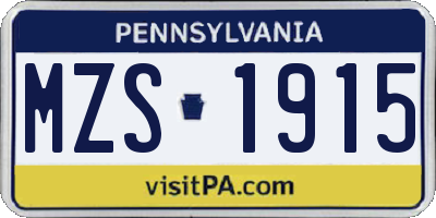 PA license plate MZS1915