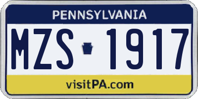 PA license plate MZS1917