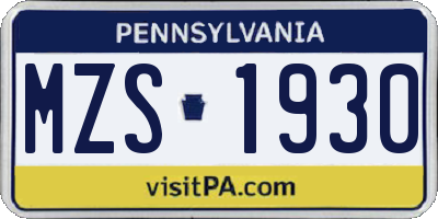 PA license plate MZS1930