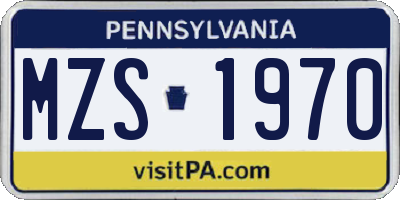 PA license plate MZS1970