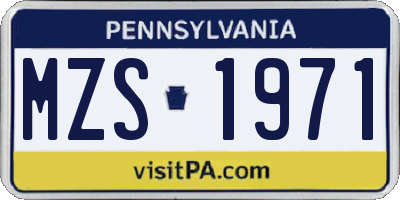 PA license plate MZS1971
