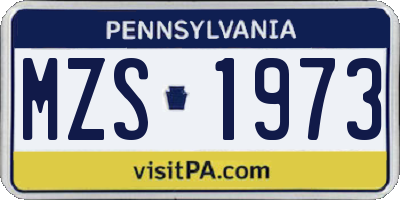 PA license plate MZS1973