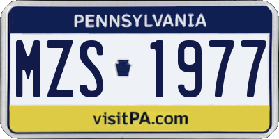 PA license plate MZS1977