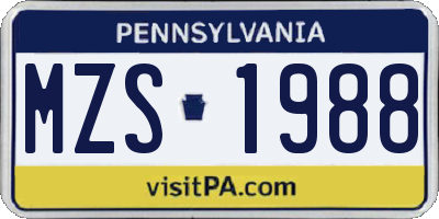 PA license plate MZS1988