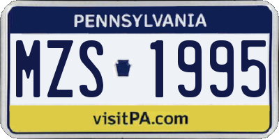 PA license plate MZS1995
