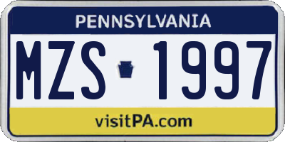 PA license plate MZS1997