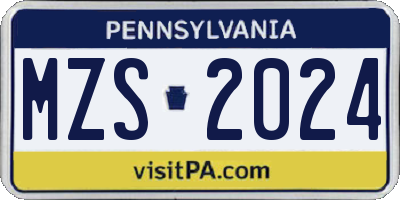 PA license plate MZS2024