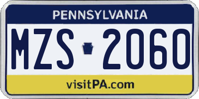 PA license plate MZS2060