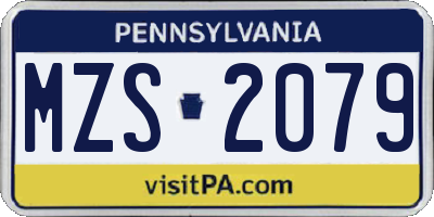 PA license plate MZS2079