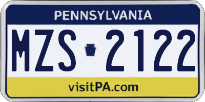 PA license plate MZS2122