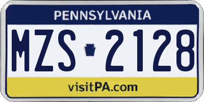 PA license plate MZS2128