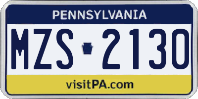 PA license plate MZS2130