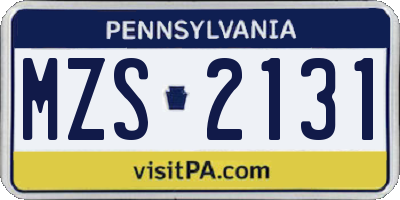 PA license plate MZS2131