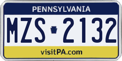 PA license plate MZS2132