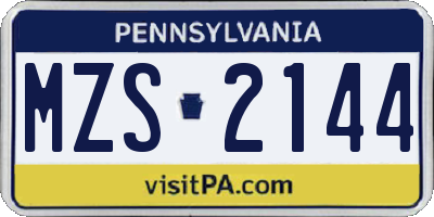 PA license plate MZS2144