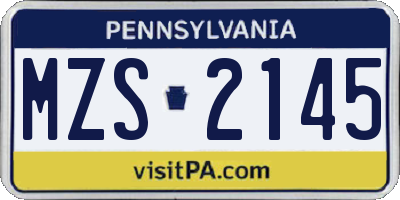 PA license plate MZS2145