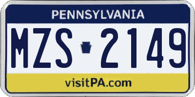 PA license plate MZS2149