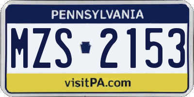 PA license plate MZS2153