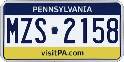 PA license plate MZS2158