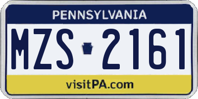 PA license plate MZS2161