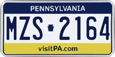 PA license plate MZS2164