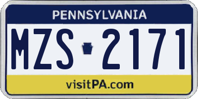 PA license plate MZS2171