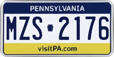 PA license plate MZS2176