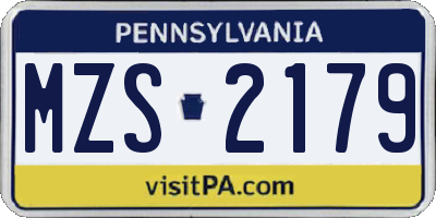 PA license plate MZS2179